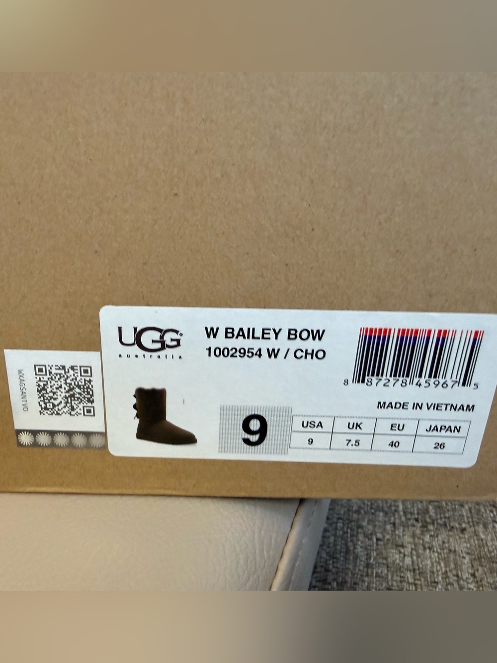 New in the Box UGG Bailey Bow Chocolate Brown Suede Boots 1002954 - Picture 11 of 11